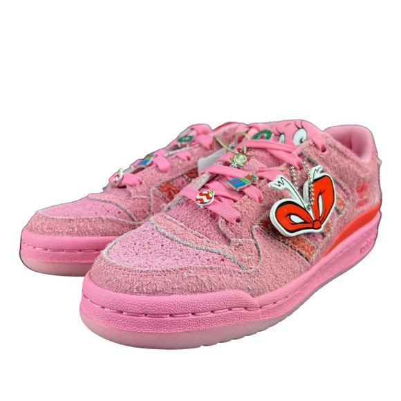 Adidas Forum Low CL The Grinch Bliss Pink Bright Red Shoes ID8895 Women's Size 7 - Picture 6 of 10